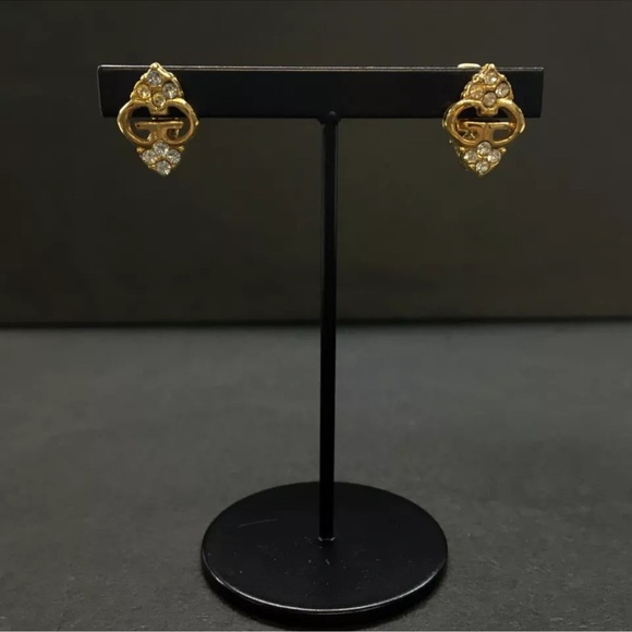 Givenchy Jewelry - Authentic GIVENCHY GG Logo Rhinestone Gold Tone Earrings